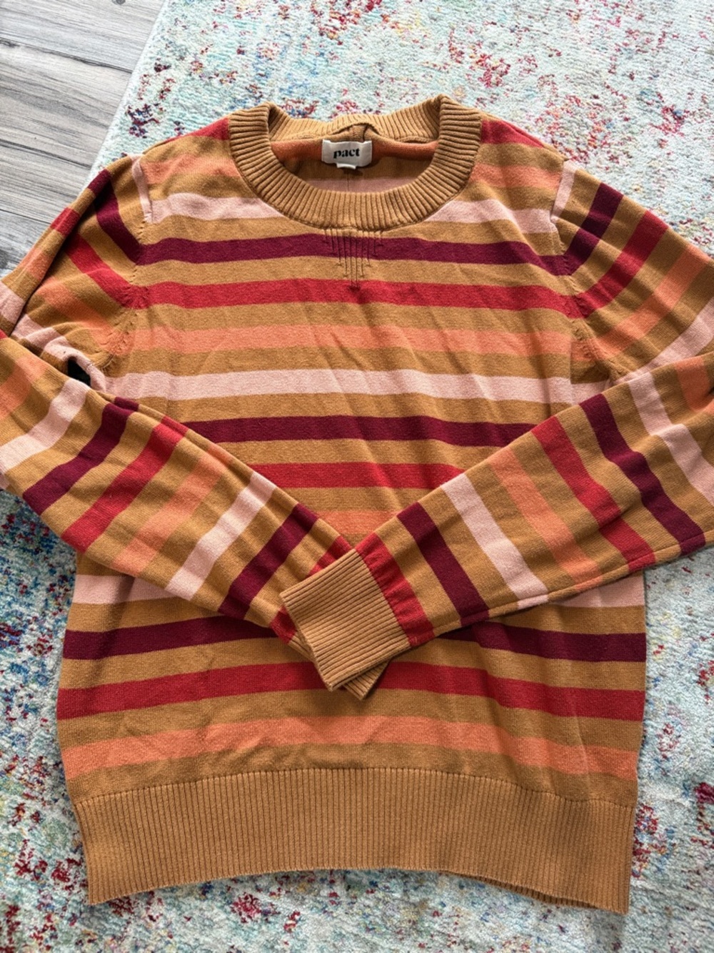 PACT 100% organic cotton striped multicolor sweater size medium - Picture 3 of 4